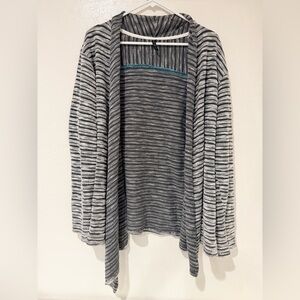 Kuhl Gray Striped Long Sleeve Open Front Waterfall Cardigan Sweater Size L